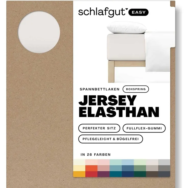 Schlafgut Spannbettlaken EASY Jersey Elasthan Boxspring, Jersey, Gummizug: rundum, (1 Stück), MADE IN GREEN by OEKO-TEX®