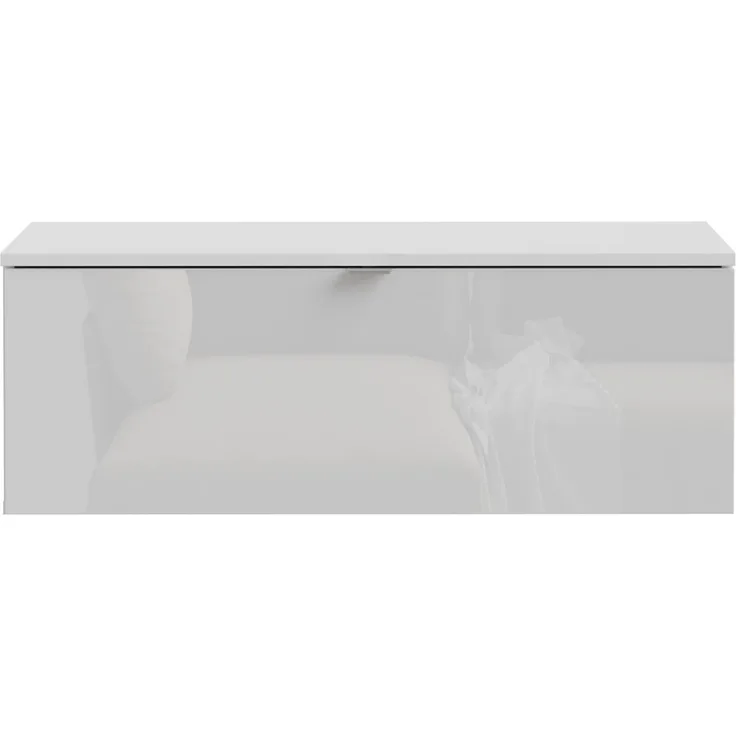 Lowboard >LIBERTAD< Hängeschrank, in Weiss Glanz - 99,5x37,5x34,8cm (BxHxT)