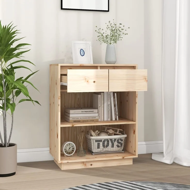 Beistellschrank, Büroschrank, Sideboard 60 x 34 x 75 cm Massivholz Kiefer – Bild 3
