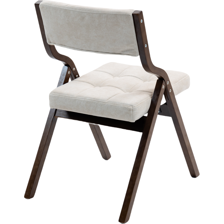 Klappstühle aus Holz mit Samtpolsterung in Creme, 2er-Set,H 77 x T 61 x B 48 cm – Bild 7