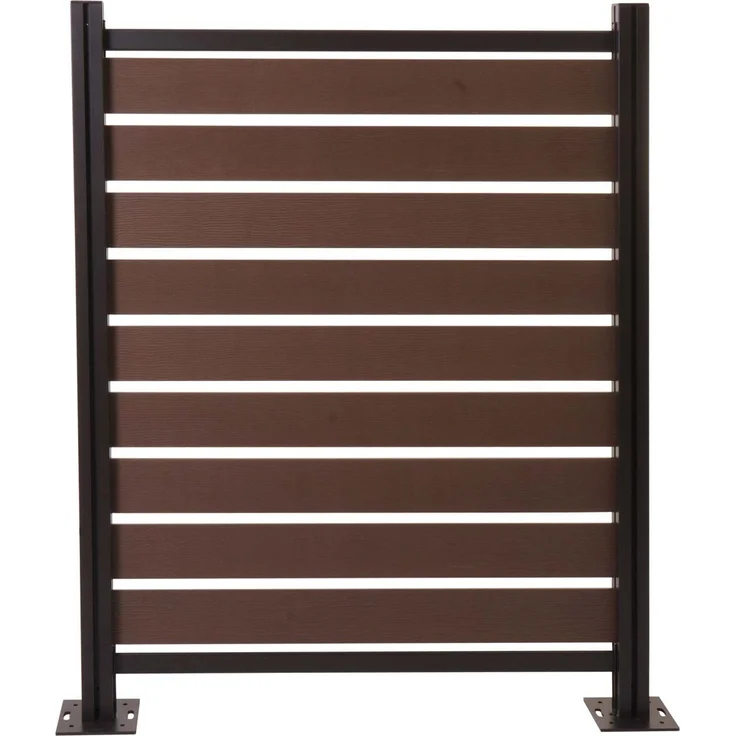 Alu Mülltonnen-Zaun HWC-K57, Basiselement Mülltonnenverkleidung, Holzoptik erweiterbar 130x110x6cm ~ braun – Bild 8