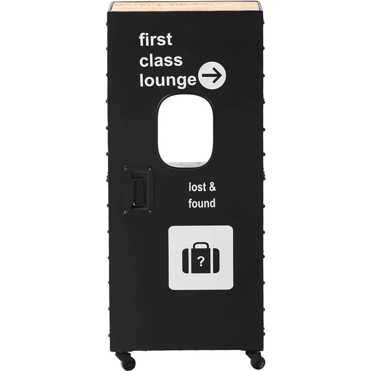 Airplane Trolley – Cooles Barregal aus Metall Schwarz mit Mangoholz Ablage 43x100 cm auf Rollen für dich | Woodkings – Bild 7