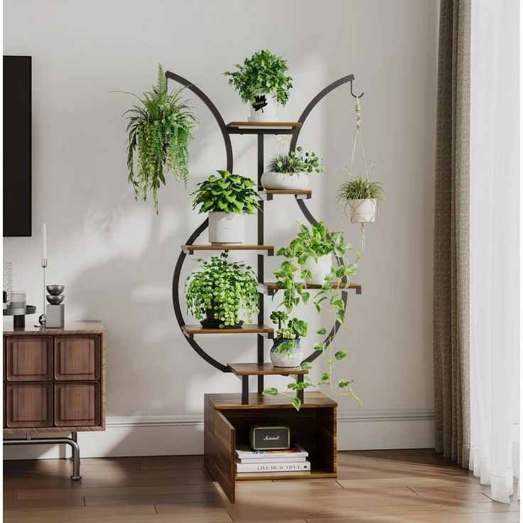 FUROKOY Blumenständer Pflanzenständer Pflanzenregal Blumenregal Outdoor Indoor, 6 Etagen,mit 2 Haken, für Balkon Deko Garten Wohnzimmer – Bild 5