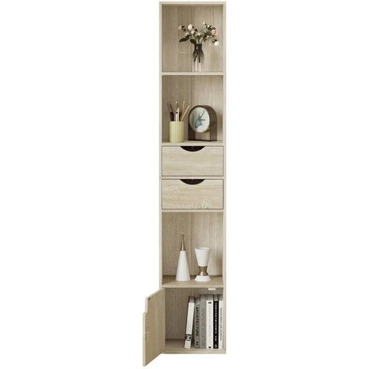 Woltu Bücherregal, 1-tlg, mit Schubladen, Regal mit Tür, 30x158x24 cm – Bild 4