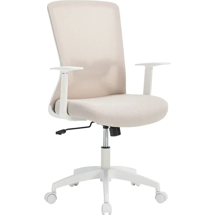 Vente-unique - DELVORA Office chair StoffStoff BeigeWeiß - B 55,5 cm x H 100,5 cm93 cm x L 61 cm – Bild 3