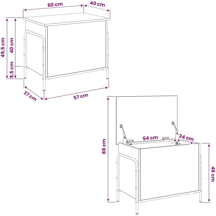 vidaXL Aufbewahrungsbox Sonoma-Eiche 80 x 40 x 49,5 cm Holzwerkstoff 8013669 – Bild 9