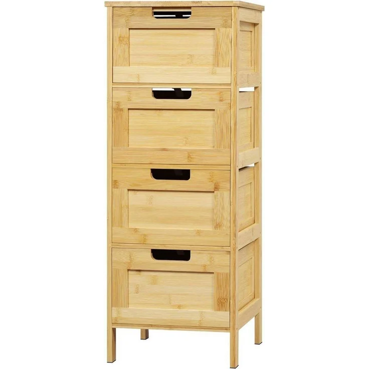EUGAD Badkommode (1 St), Badschrank Bambus, mit 4 Schubladen, 30x80x30 cm – Bild 5