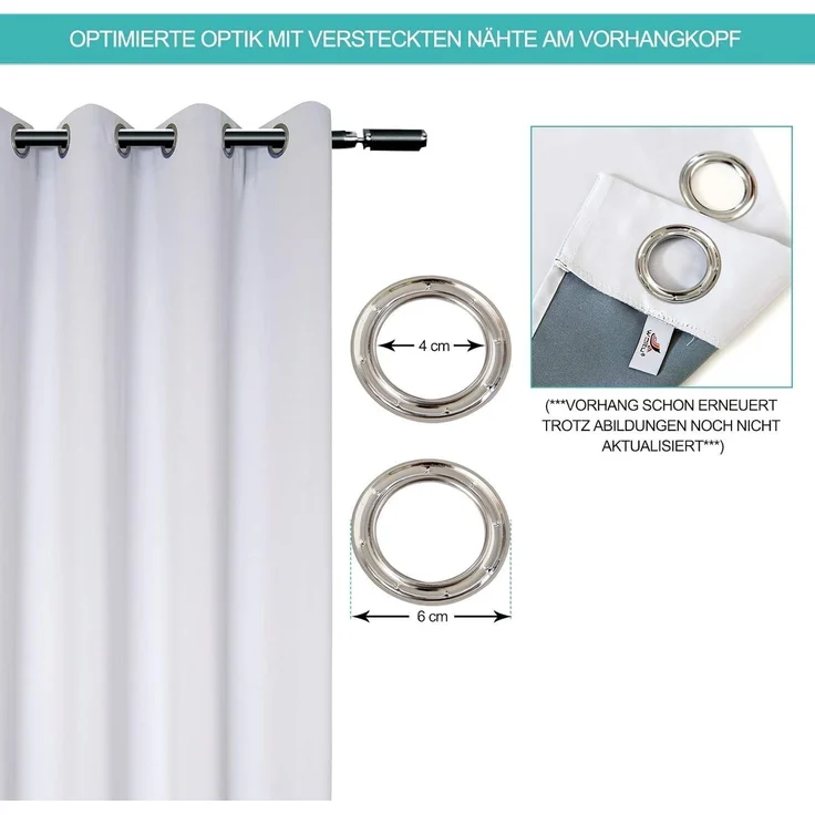 Woltu Verdunkelungsvorhang, Ösen, blickdicht, 2er Set Vorhang Blickdicht Thermovorhang 250g/m² – Bild 3