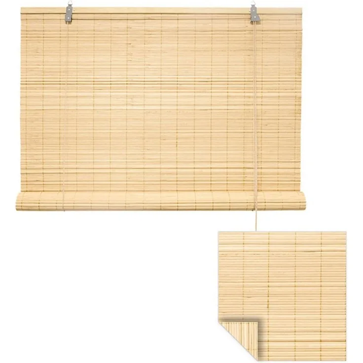 Rollo Bambusrollo, 50 x 130 cm, natur, Victoria M, verdunkelnd, ohne Bohren, freihängend, verschraubt, ohne Bohren, zum Schrauben