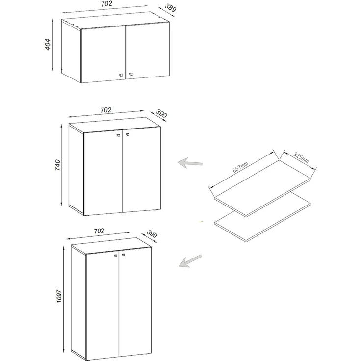 VCM Büroschrank Lona 917791 Grau H. 223 x B. 70 x T. 39 cm – Bild 4
