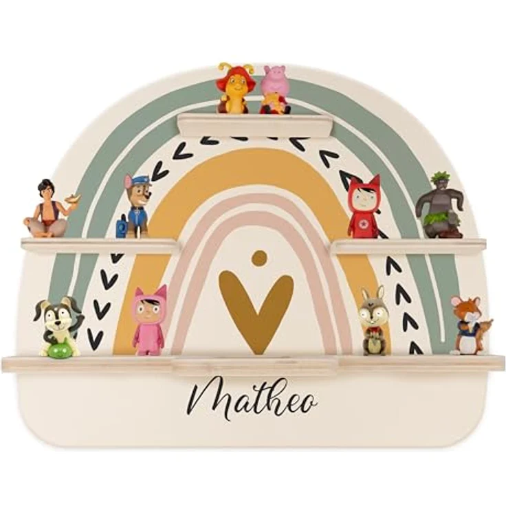 Kidsmood - Tonie Regal personalisiert mit Namen – Wandregal für Toniebox 2 & Figuren | Abgerundete Ecken & Kanten Inkl. Metallplättchen für Tonie Hörfiguren | Kinderzimmer Regal für Mädchen & Jungen – Bild 10