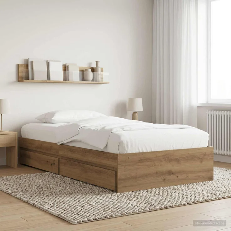 vidaXL Bettgestell mit Stauraum Kunsthandwerk Eiche 80 x 200 cm 3429596 – Bild 1