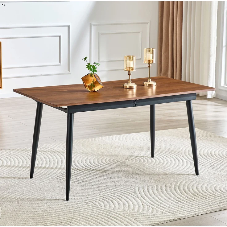Esstisch aus MDF mit Metallgestell, 190,5/150x80x76,2 cm, Walnuss – Bild 3