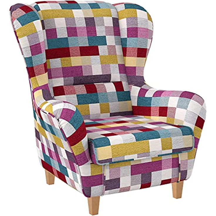 Supellex Ohrensessel Sofia, Magenta, Textil, 92x68x95 cm, Wohnzimmer, Handarbeit, hohe Belastbarkeit, Wellenunterfederung – Bild 3