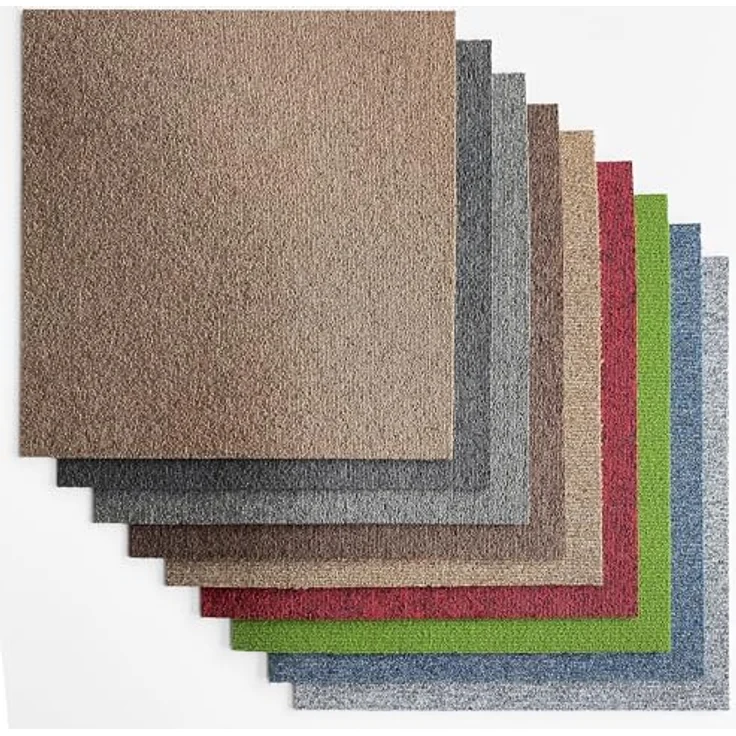 KARAT Teppichfliesen Moskau 50x50 cm selbstliegend - 24 Stück Set - 6m² - strapazierfähiger Teppich Bodenbelag mit hochwertigem Schlingenflor für Haus & Büro - antistatisch mit Bitumen Rücken - Beige – Bild 3