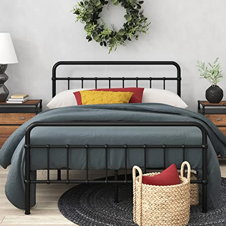 Zinus Florence Bett 90x200 cm - Höhe 30 cm mit Unterbettstauraum - Metall-Plattformbettrahmen mit Kopfteil und Fußteil - Schwarz – Bild 12