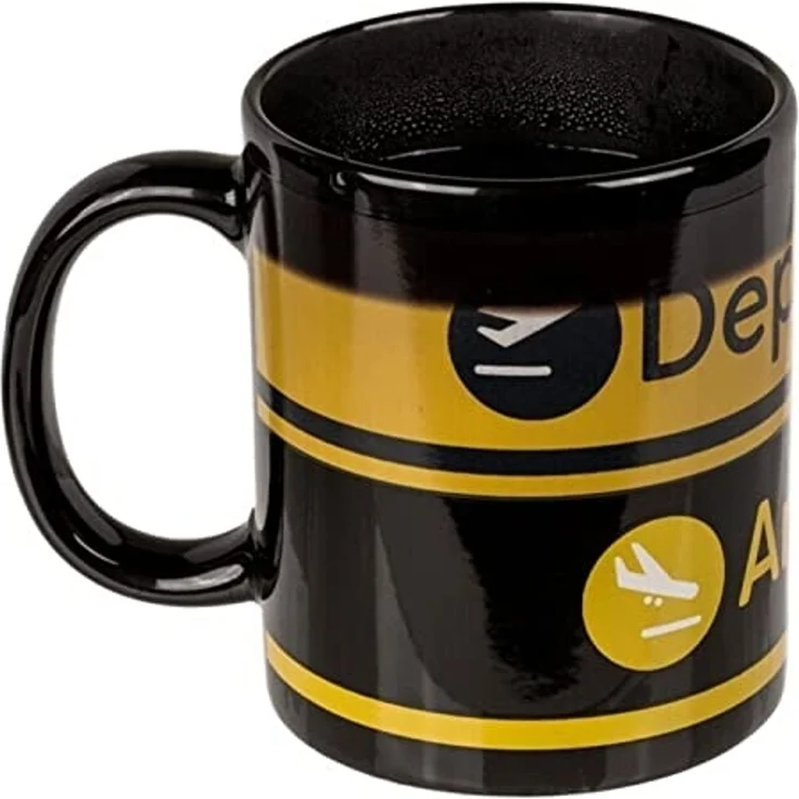 Tasse mit Flughafen Motiv 300ml Steingut Farbwechseltasse Thermotasse – Bild 3