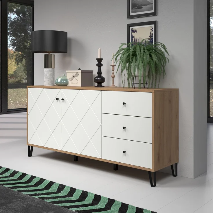 Trendteam 'Touch' Sideboard mit Soft-Close, Eiche Artisan weiß matt, 183 x 76 x 40 cm – Bild 8