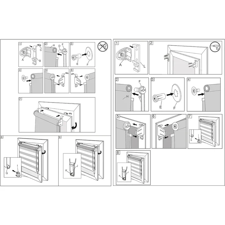 WOLTU Doppelrollo Klemmfix ohne Bohren Dunkelgrau B120 x H150 cm, Duo Rollo Zebrarollo Fensterrollo Klemmrollo Seitenzugrollo Easyfix lichtdurchlässig & verdunkelnd Rollos für Fenster und Tür – Bild 7