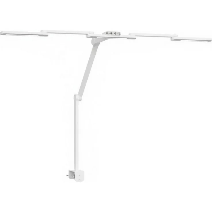 HOKO LED Schreibtischlampe mit Klemme, LED-Schreibtischlampe, LED-Schreibtischleuchte mit breitem Doppelkopf & Lichtsensor, 1300 lm, 5 Farbtemperaturen, stufenlos dimmbar, für Lernen, Büro, Weiß, LUKAS