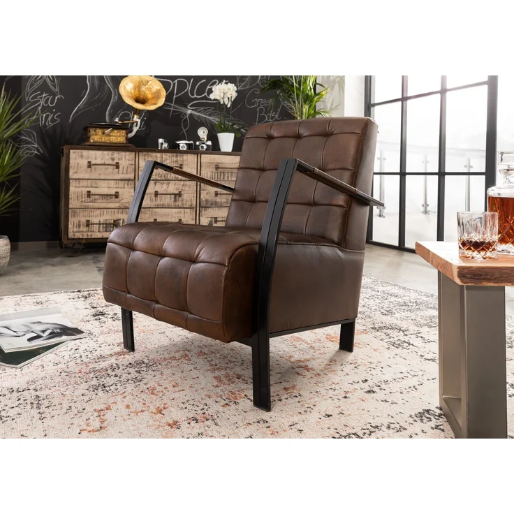 Sessel Echtleder 64x76x83 braun IRON LABEL #14 – Bild 9
