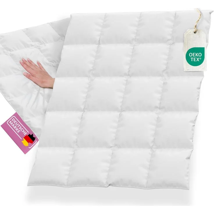 B!HOME Feder Daunendecke 200x200 Ganzjahres Federbett Naturfüllung Baumwolle - Größe: 200 x 200 cm