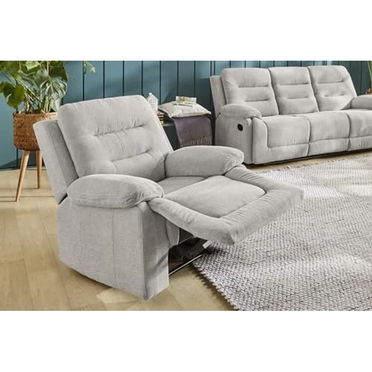 Relax-Fernsehsessel Federkern Liegefunktion TV-Sessel Polsterstoff Chenille Grau – Bild 5