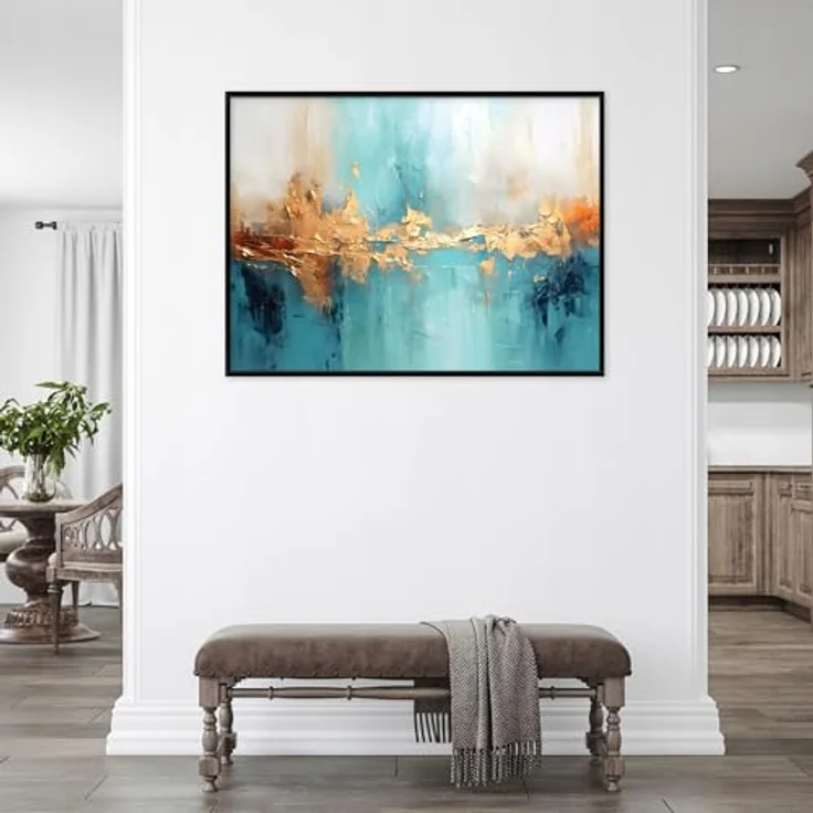 WallArena Leinwand Bilder Abstraktion 60 x 40 cm, modernes Wandbild auf Premium Canvas mit Rahmen, UV-beständig und wasserabweisend – Bild 2