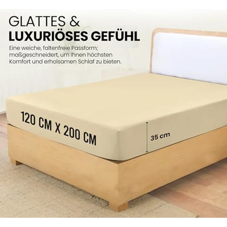 Utopia Bedding - Spannbettlaken 120x200 cm - Beige - Oeko-Tex Zertifiziertes Gebürstete Polyester-Mikrofaser Spannbetttuch - 35 cm Tiefe Tasche – Bild 3