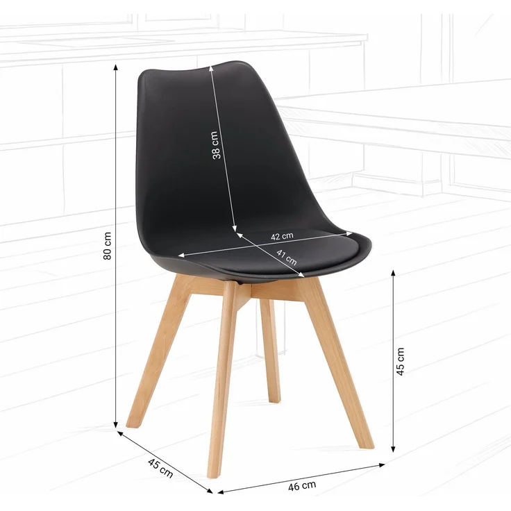 Küchenstuhl Schwarz Set 2 Stühle Esszimmer Holz modern Kunststoff Esszimmerstühle Schalenstuhl Holzstühle – Bild 3