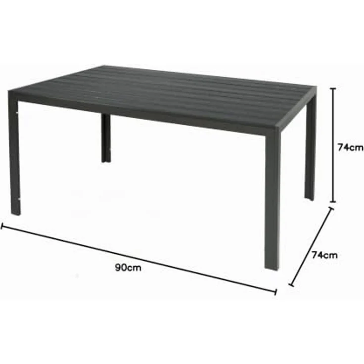 Gartentisch Aluminium Kunststoffholz anthrazit / grau 160 x 90 x 74 cm – Bild 2