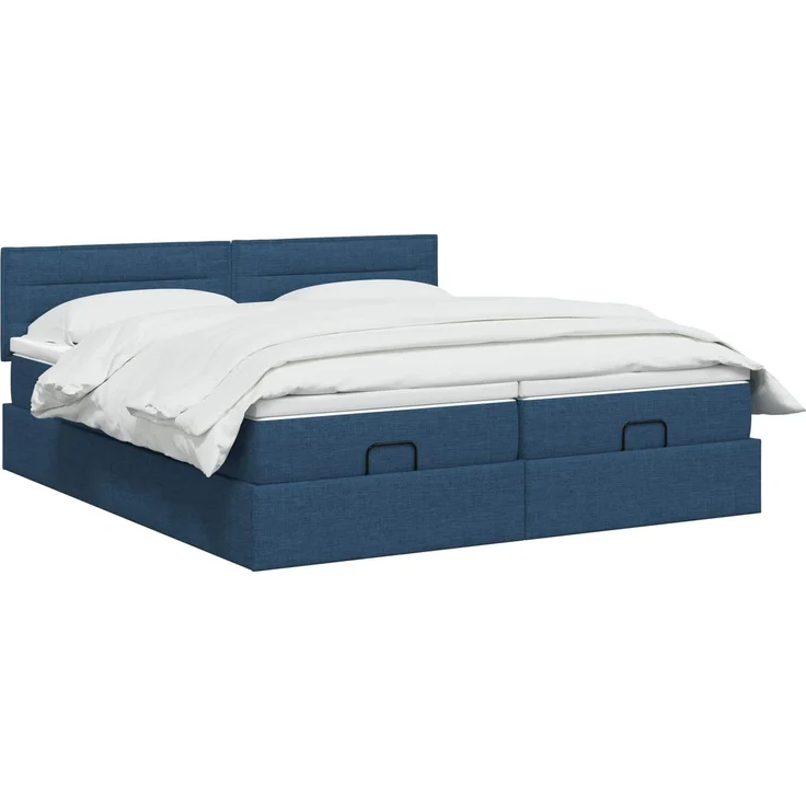 vidaXL Ottoman Bett mit Matratze mit Kopfteil 2 pcs Blau Stoff 3456683 – Bild 3