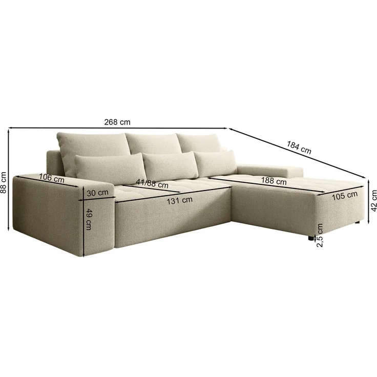 Selsey 'Neluro' Ecksofa mit Schlaffunktion & Bettkasten, Chenille wasserabweisend, Universal, Hellgrau – Bild 5