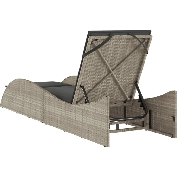 vidaXL Sonnenliege mit Auflage Hellgrau 60x205x73 cm Poly Rattan 368283 – Bild 2