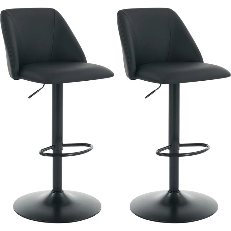 COLAMY 360° Drehbarer Höhenverstellbarer Barhocker 2er Set, Moderne Kücheninsel Barstühle mit Rückenlehne, PU-Kunstleder Barstühle mit Fußstütze – Geeignet für Küche, Bar, Esszimmer, Büro, Schwarz – Bild 1