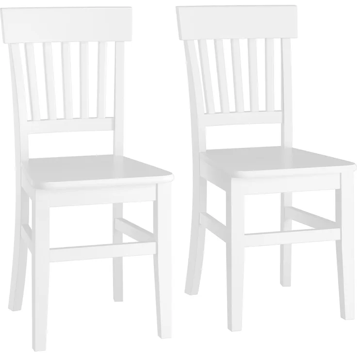 Klassischer weißer Holzstuhl aus massiver Kiefer V-90.71-27W Doppelpack