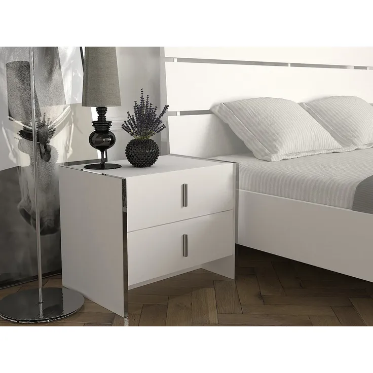 Vente-unique - 2er-Set Nachttische mit 2 Schubladen - Weiß - CADEBA