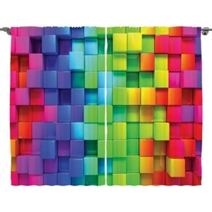 Abakuhaus Gardine Schlafzimmer Kräuselband Vorhang mit Schlaufen und Haken, Bunt rainbow Color – Bild 4