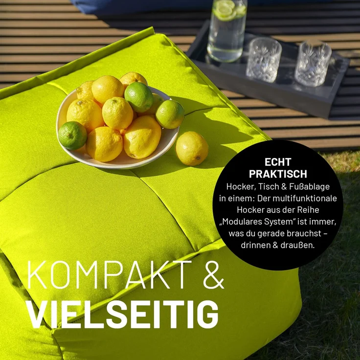 Lumaland Sitzsack-Sofa, Polyester, Pouf, Apfelgrün, 40 x 54 x 54 cm – Bild 7