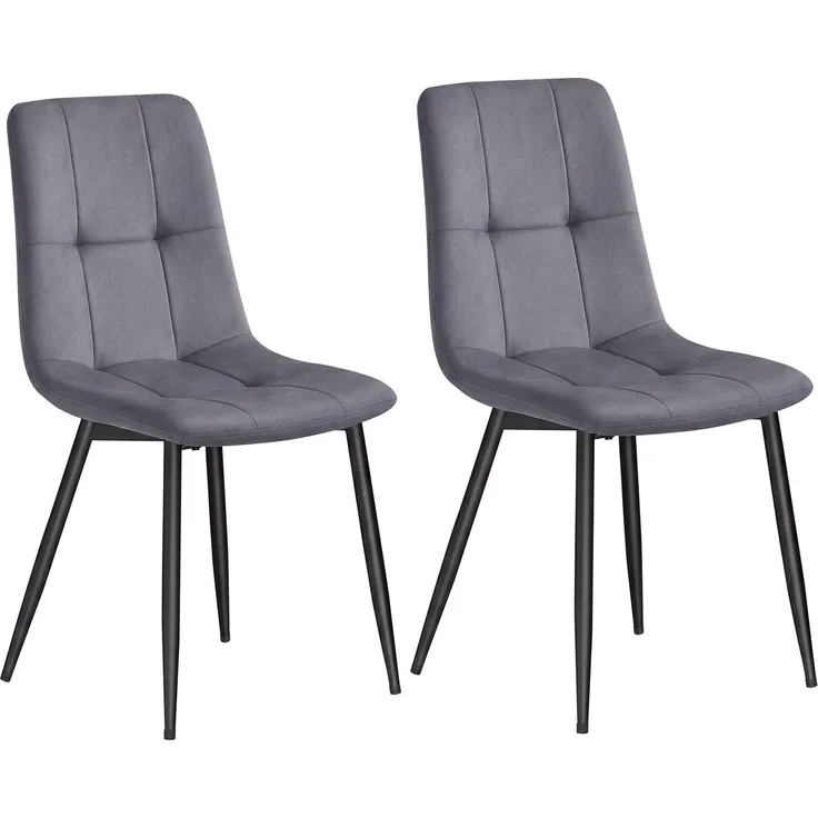 VASAGLE Esszimmerstühle Samt, Küchenstühle bis 120 kg belastbar, Sessel mit verstellbaren Füßen, modern, gepolstert, für Wohnzimmer, 2er Set, schiefergrau KDC088GN01