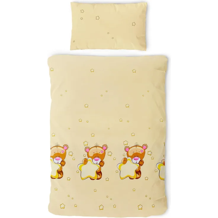 Gräfenstayn Kinderbettwäsche Gräfenstayn Kinderbettwäsche 135x100 cm Baumwolle Tiermotiv Set, 2 teilig, Deckenbezug 135x100cm und Kissenbezug 60x40cm (Teddy/Stern)