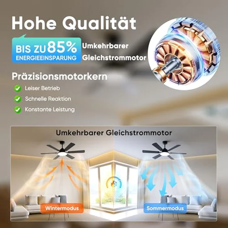 ROTTOGOON Deckenventilator mit Beleuchtung 132cm, Doppelseitige Flügeln – Bild 10