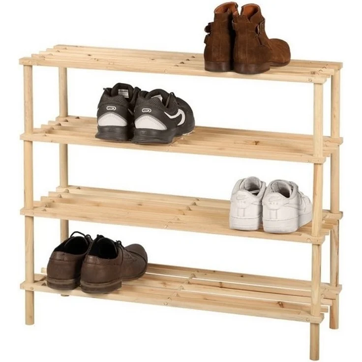 Urban Living Wood & CO Schuhregal, 4 Ebenen, 74 x 26 x 68 cm – Bild 2