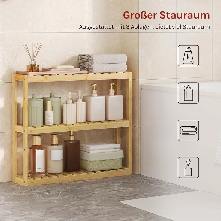 Woltu Standregal, 1-tlg, aus Bambus Badregal Kücheregal – Bild 8