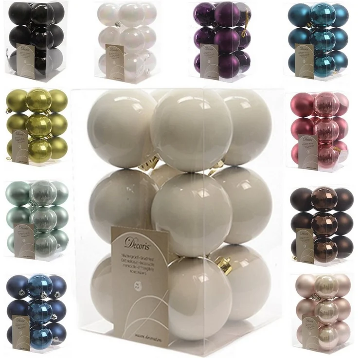 LS-LebenStil Weihnachtsbaumkugel 12 Design Weihnachtskugeln 6cm Woll-Weiß Set Kunststoff Weihnachtsbaum (12 St), Bruchsicher Christbaumschmuck Weihnachtsbaumschmuck Deko Kugeln – Bild 1