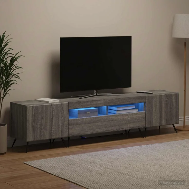 vidaXL LED-TV-Schrank BREDA 3 stk. Sonoma-Grau Holzwerkstoff 3416928 – Bild 1