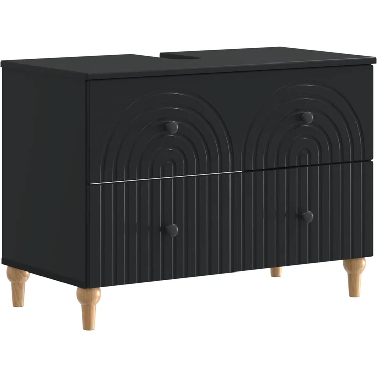 vidaXL 2-teiliges Badezimmer Schrank Set ALKMAAR Schwarz Holzwerkstoff 3417667 – Bild 3