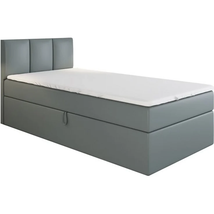 A&J MöbelLand GmbH Boxspringbett Einzelbett NASI mit Bettkasten, Topper und gepolstertem Kopfteil. (Boxspringbett mit Bettkasten und gepolstertem Kopfteil. Gratis Topper – nur jetzt erhältlich!, Kostenlose Lieferung! TOP ANGEBOT), Länge 208 cm Höhe 106 cm – Bild 4