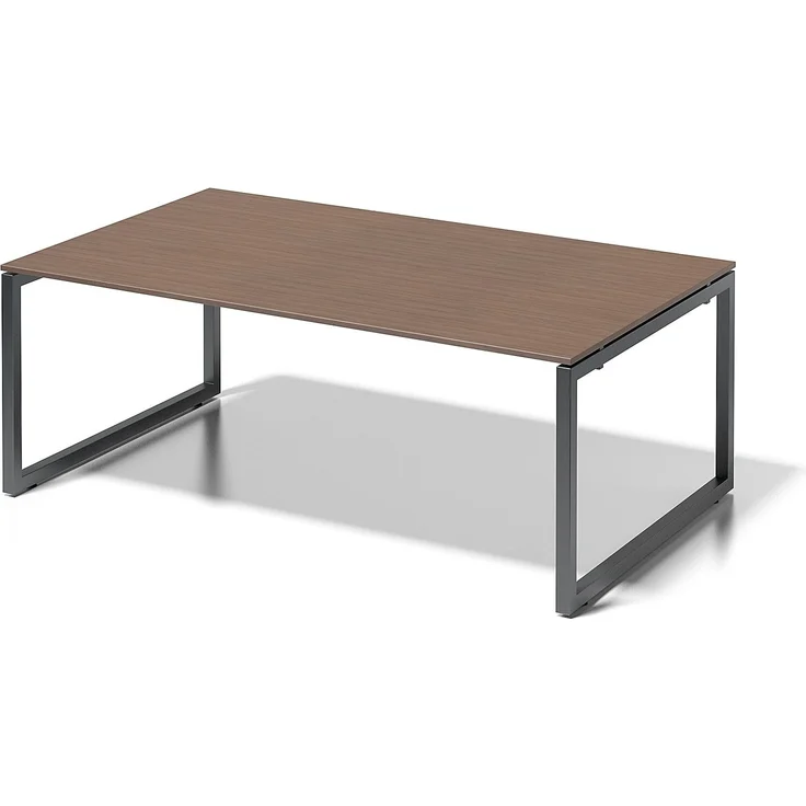 BISLEY Cito Chefarbeitsplatz/Konferenztisch, 740 mm höhenfixes O-Gestell, Metall, Wn334 Dekor Nußbaum, Gestell Anthrazitgrau, 120 x 200 x 85 cm