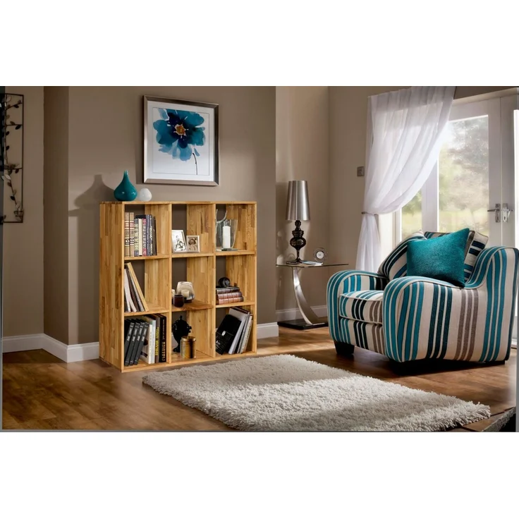 Livetastic 'CUBE' Raumteiler Regal, Massivholz Wildeiche, 112.2 x 112.2 x 35 cm, mit 9 Fächern – Bild 2